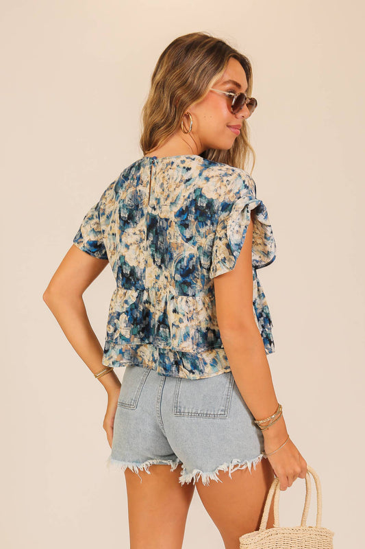Floral Tiered Ruffle Blouse
