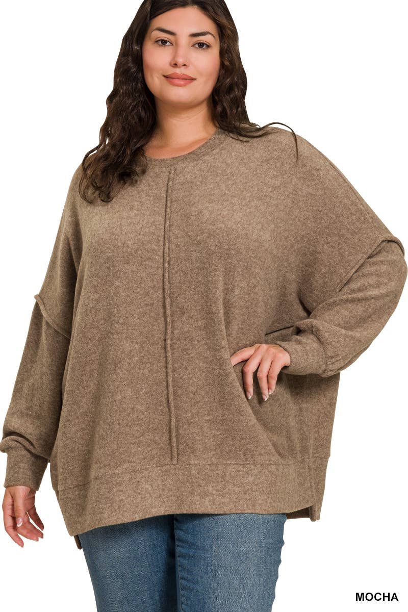 Plus Brushed Melange Hacci Oversized Sweater