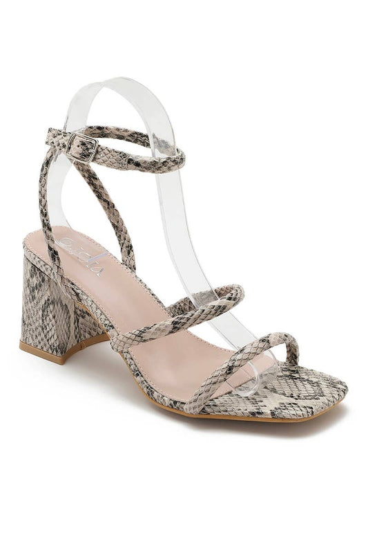 Snake Print Block heeled Sandal with strap