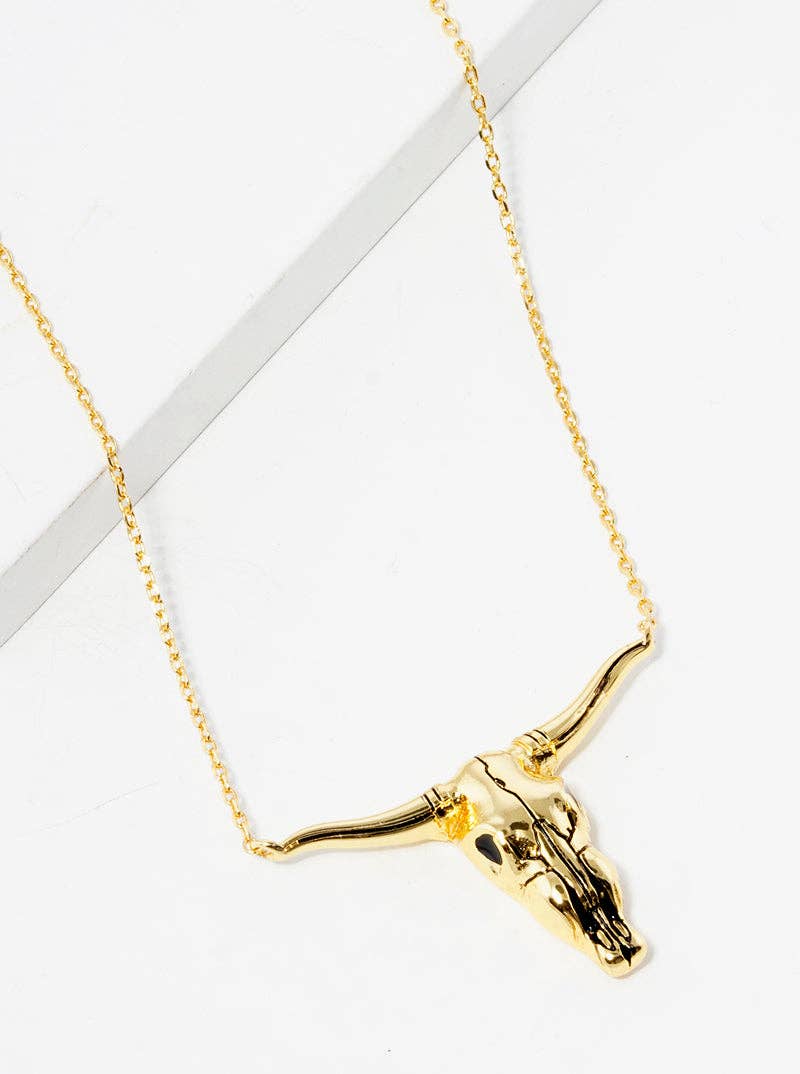 18K Gold Dipped Bull Head Pendant Necklace