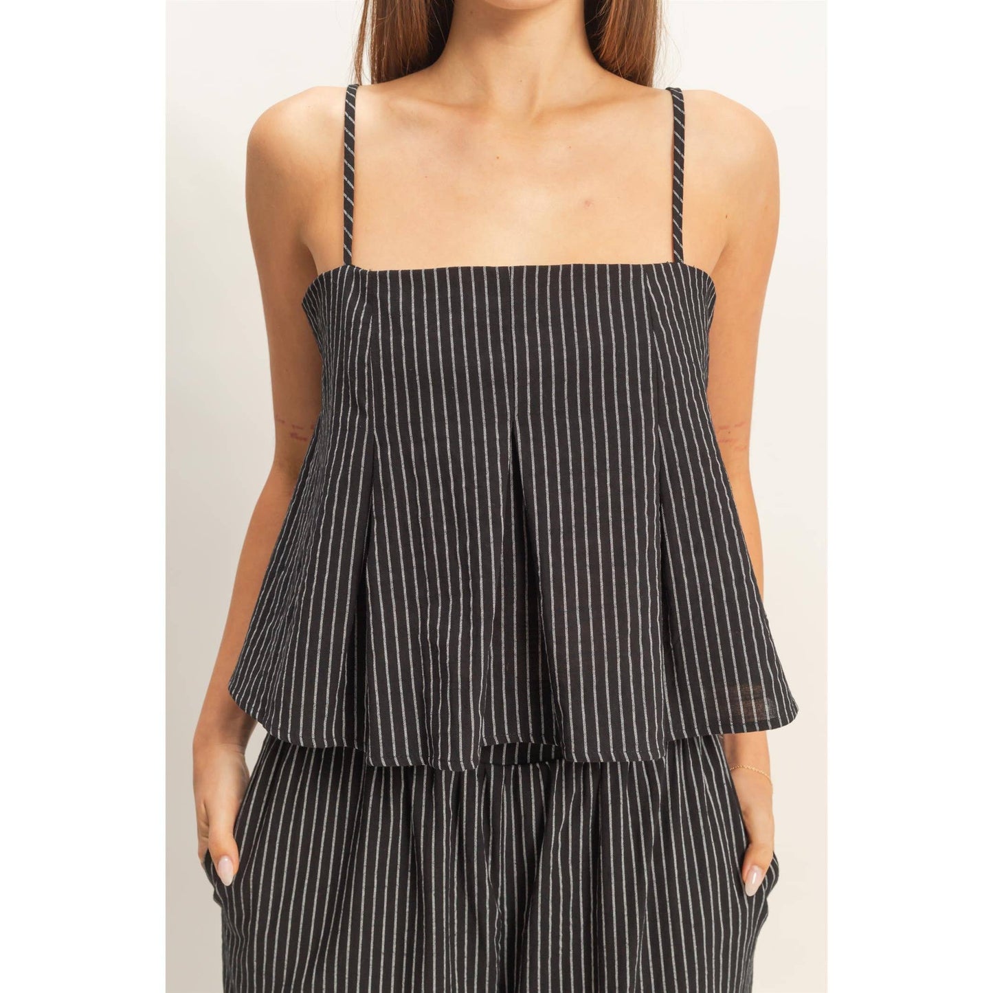 Spaghetti Strap Top And Wide-Leg Pants Set