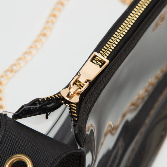 Michele Clear Satchel Bag With Chain Strap