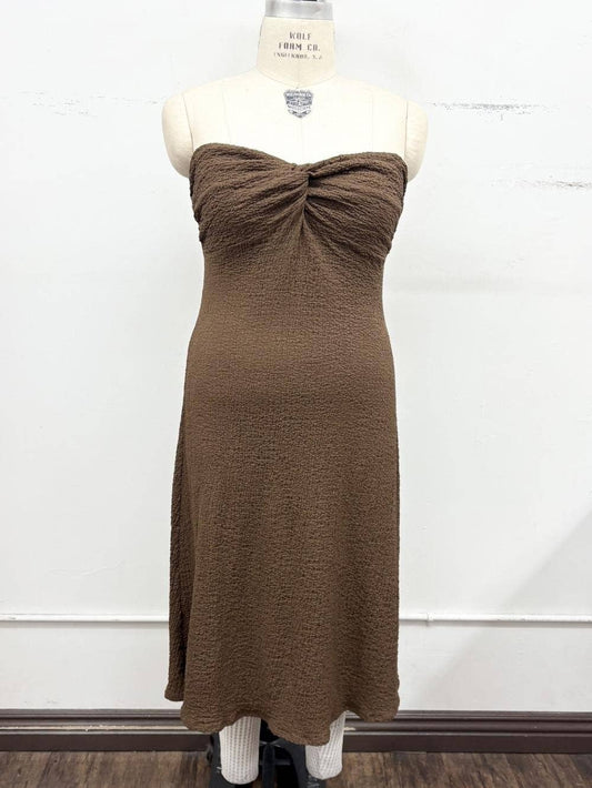 Plus Size Crinkled Knit Strapless Midi Dress 2