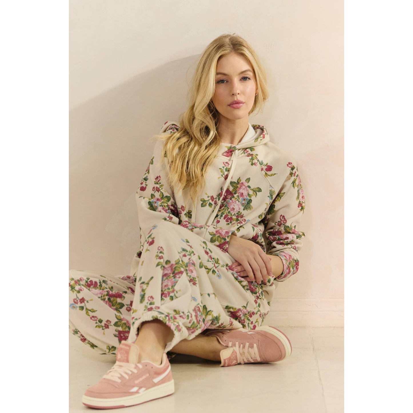 Floral Printed French Terry Hoodie