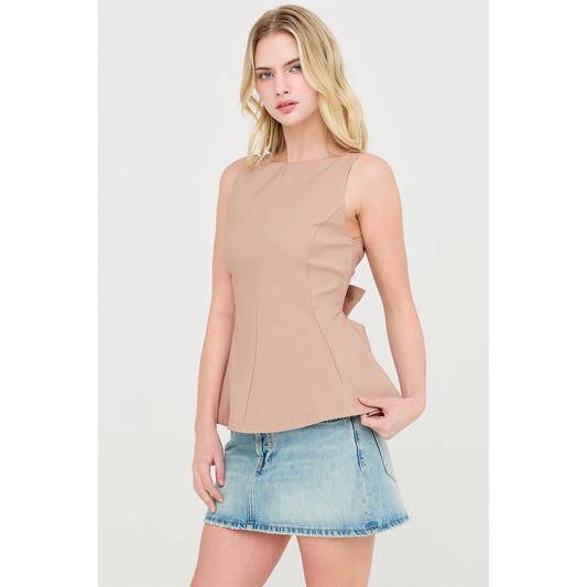 Sleeveless Open Back Peplum Top