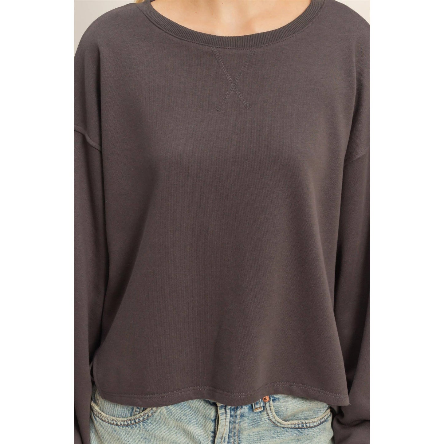 Round Neck Casual Long Sleeve Knit Top