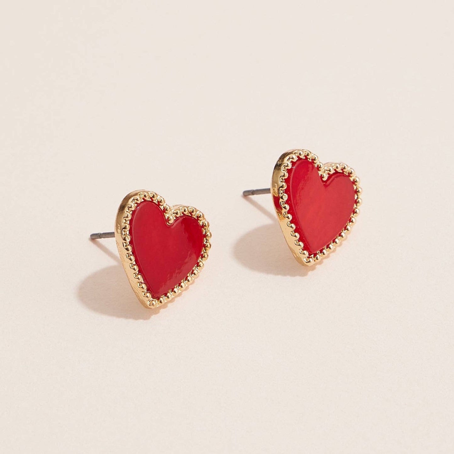 Gold Heart Stud Earrings – Colorful Enamel Finish