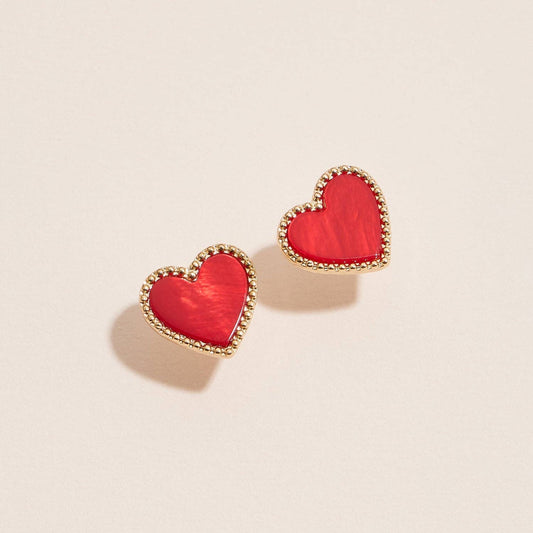 Gold Heart Stud Earrings – Colorful Enamel Finish