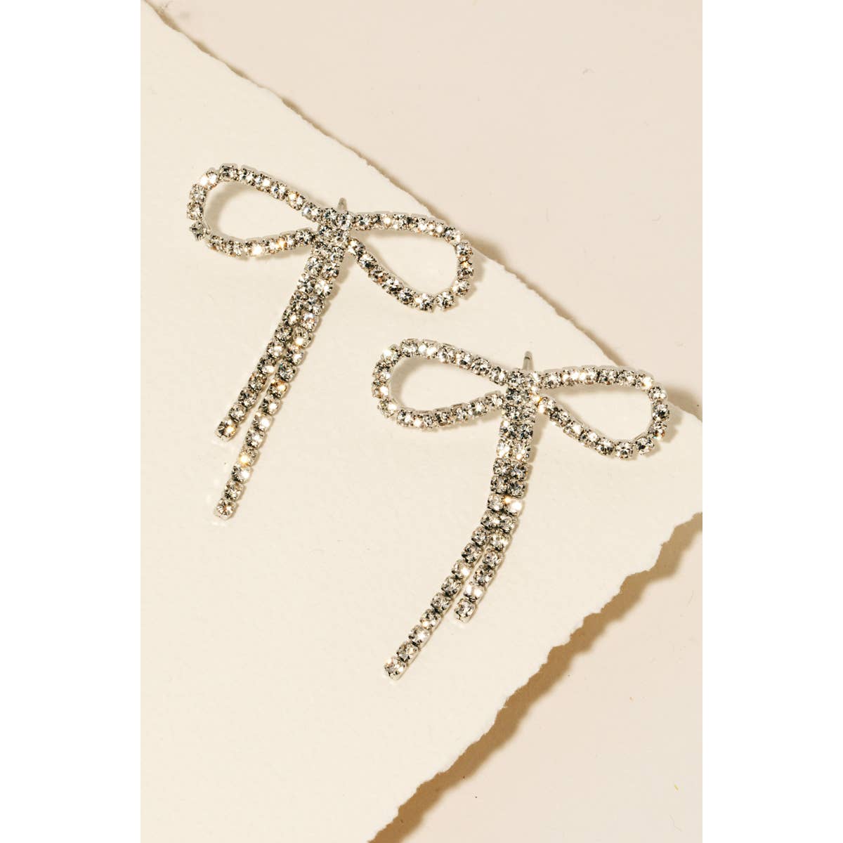 Rhinestone Pave Ribbon Bow Stud Earrings