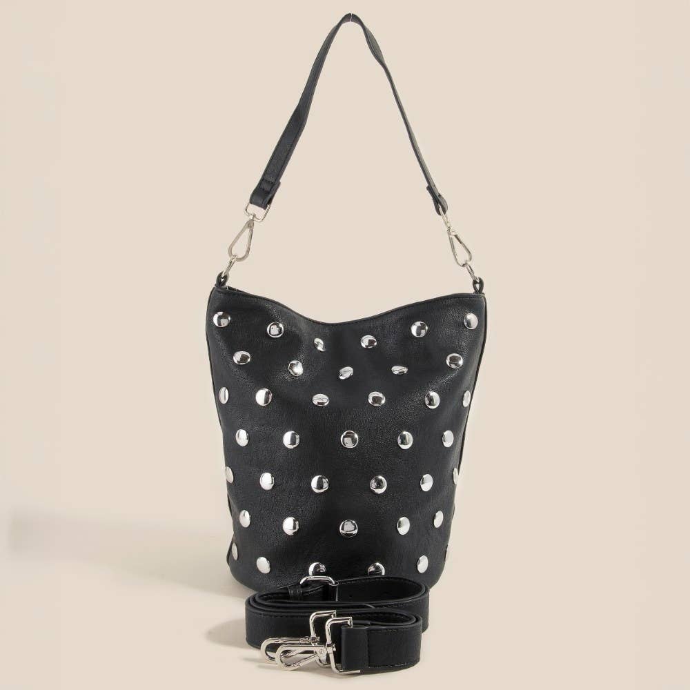 Studded Leather Bucket Bag