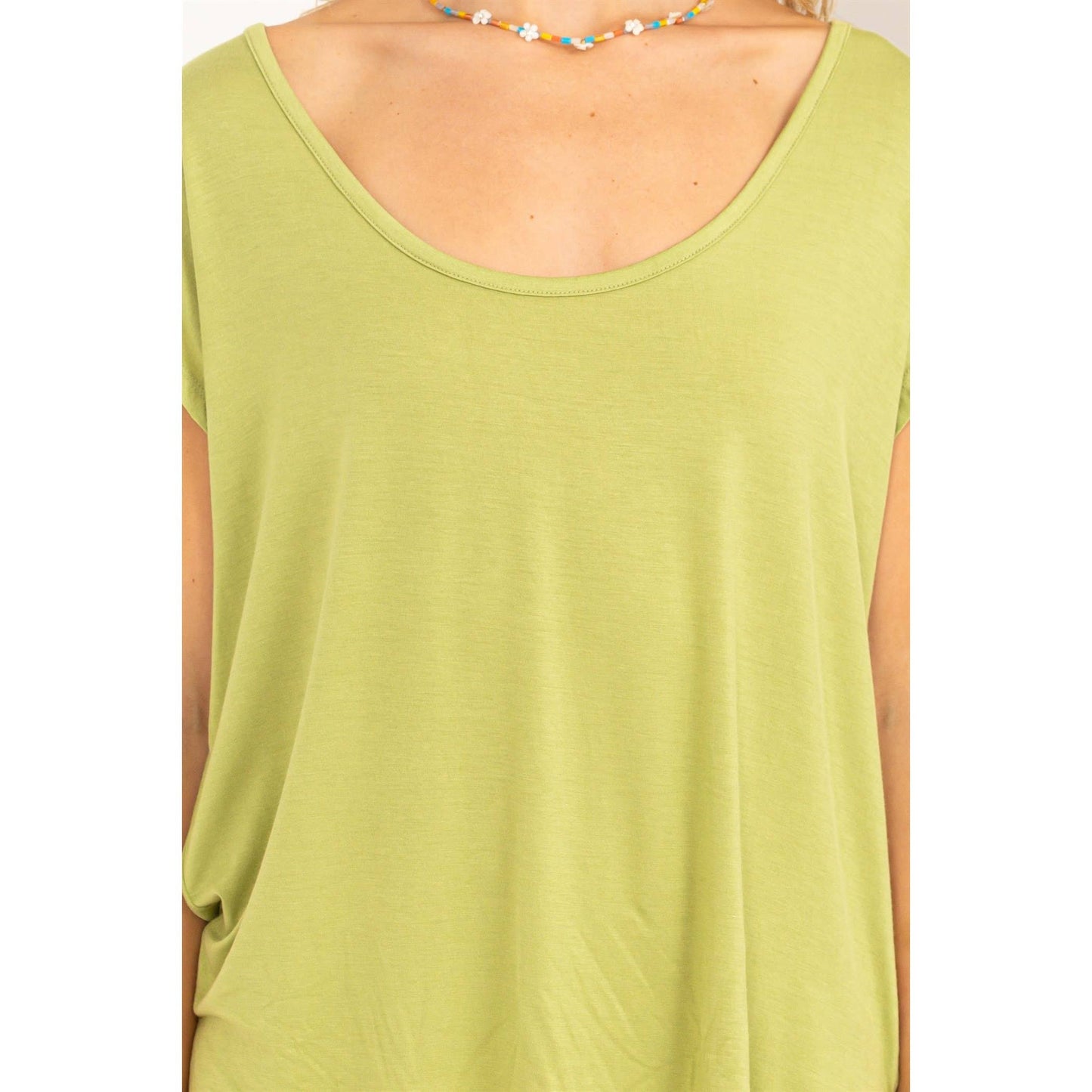 Scoop Neck Short Sleeves Top