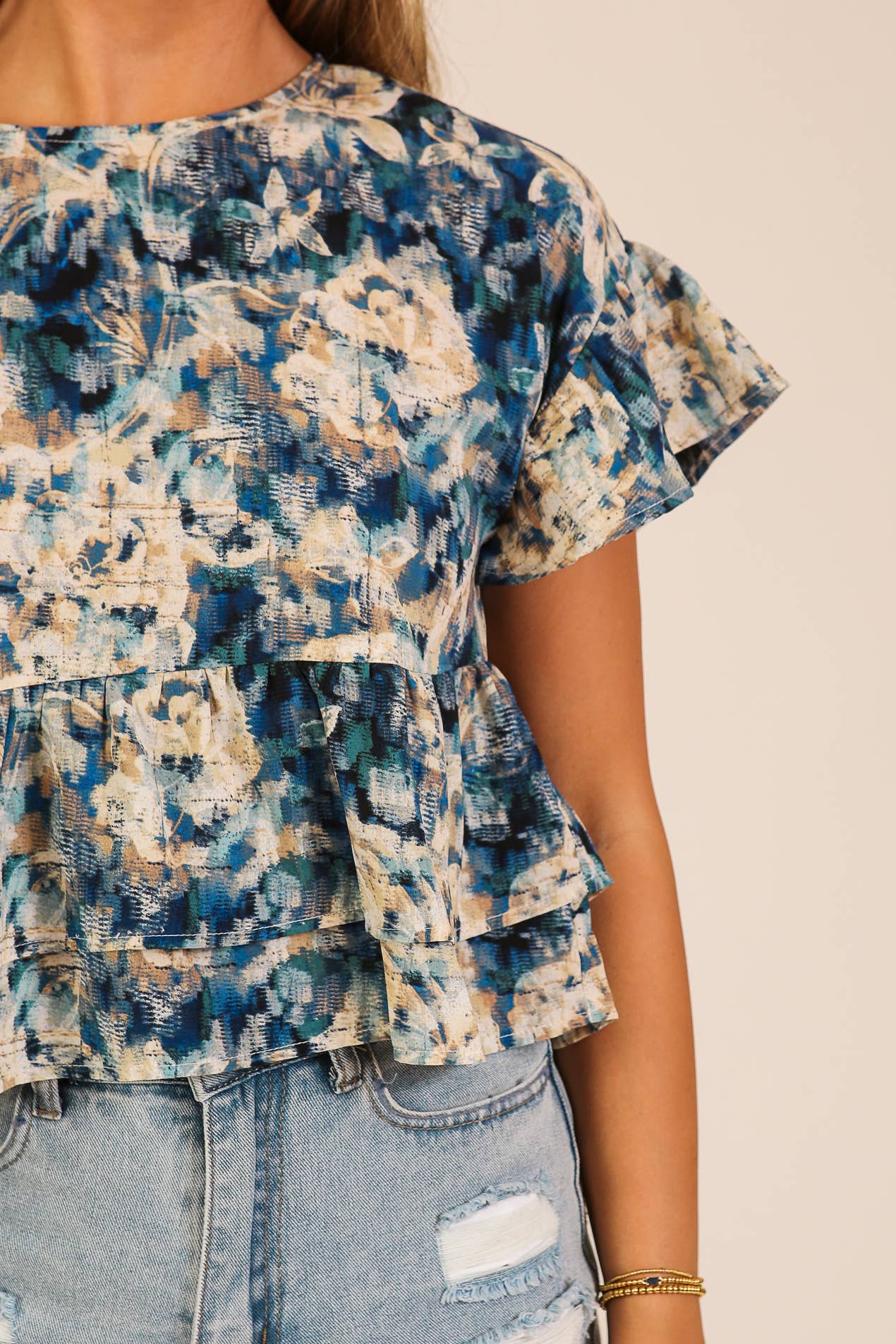 Floral Tiered Ruffle Blouse