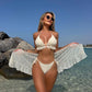 3PCS Solid Color Lace Backless Swimwear
