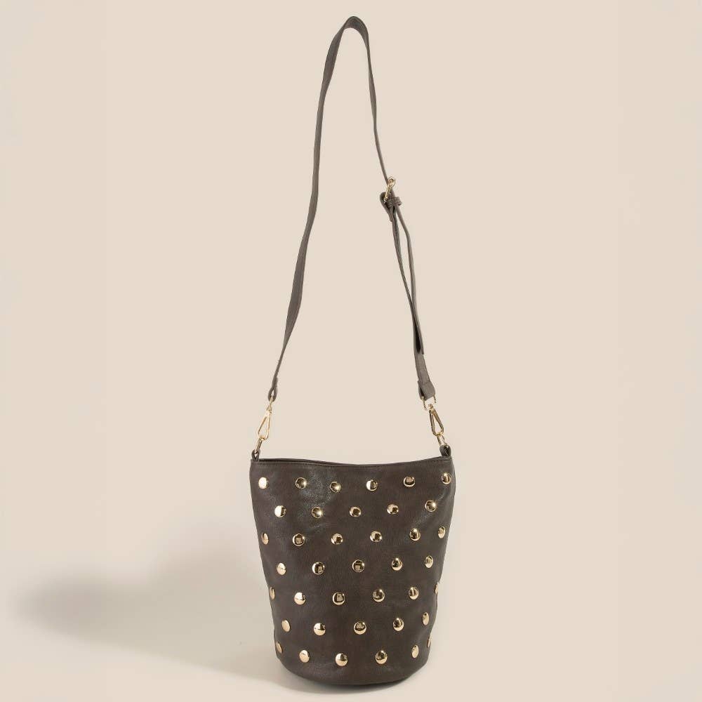 Studded Leather Bucket Bag