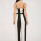 WIDE STRIPE SPAGHETTI STRAP BELTED JUMPSUIT