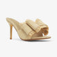 BEACH HOUSE - Raffia Bow Mules, Woven Finish, Stiletto Heel