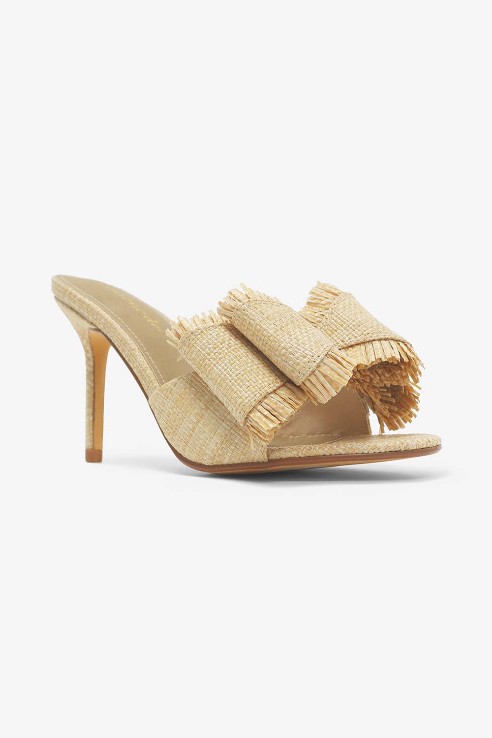 BEACH HOUSE - Raffia Bow Mules, Woven Finish, Stiletto Heel