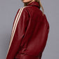 Long Sleeve Line Detail Faux Leather Jacket