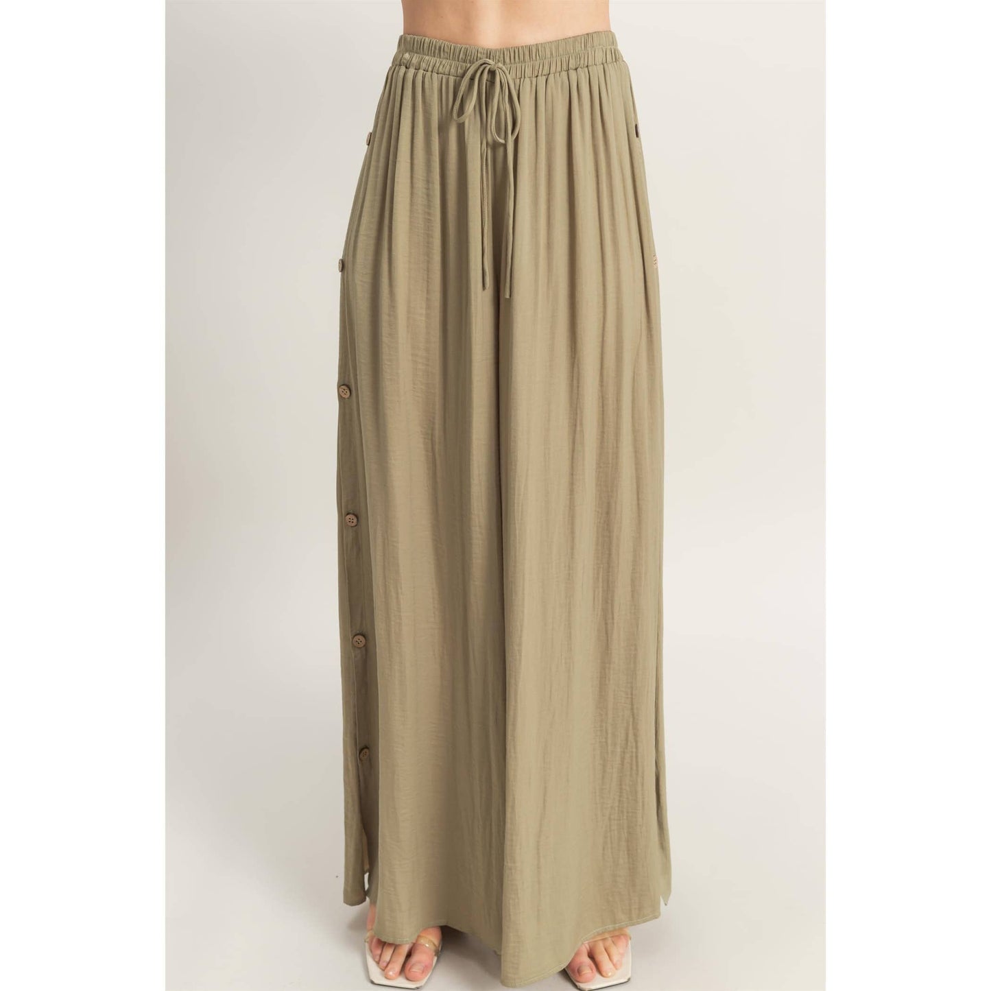 HF25E001-SET-Ruched Top And High Waist Pants Set