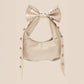 Ribbon Bow Grommeted Faux Leather Hand Bag