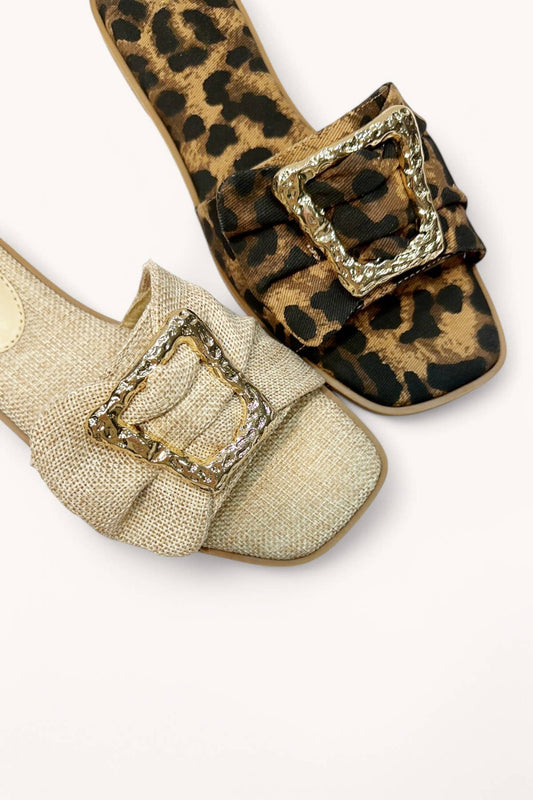 CONCEPT-32 BIG GOLDEN BUCKLE DESIGN SLIP-ON SANDAL