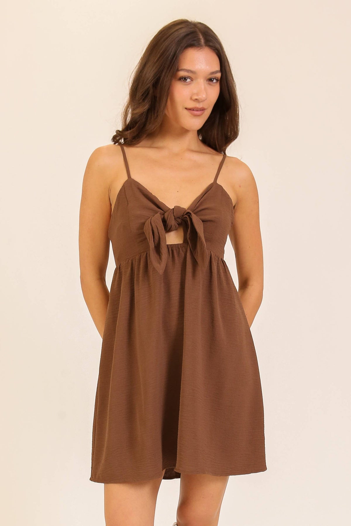 Airflow Tie-Front Cutout Mini Dress