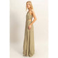 HF25E129-Side Cutout Side Slit Maxi Dress