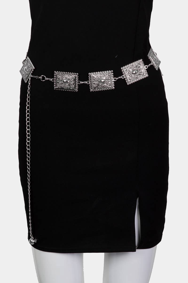 Ornate Rectangle Disc Chain Belt