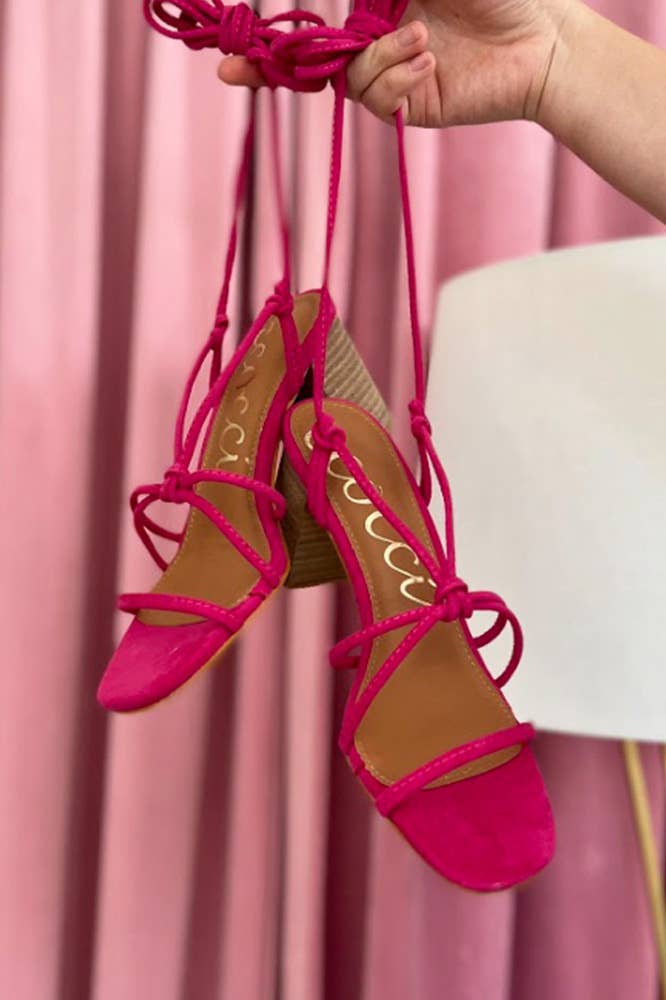 WEEKLACE UP ANKLE STRAP BLOCK HEEL SANDALS