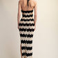 Crochet Halter Side Slit Maxi Dress - Taupe/Black