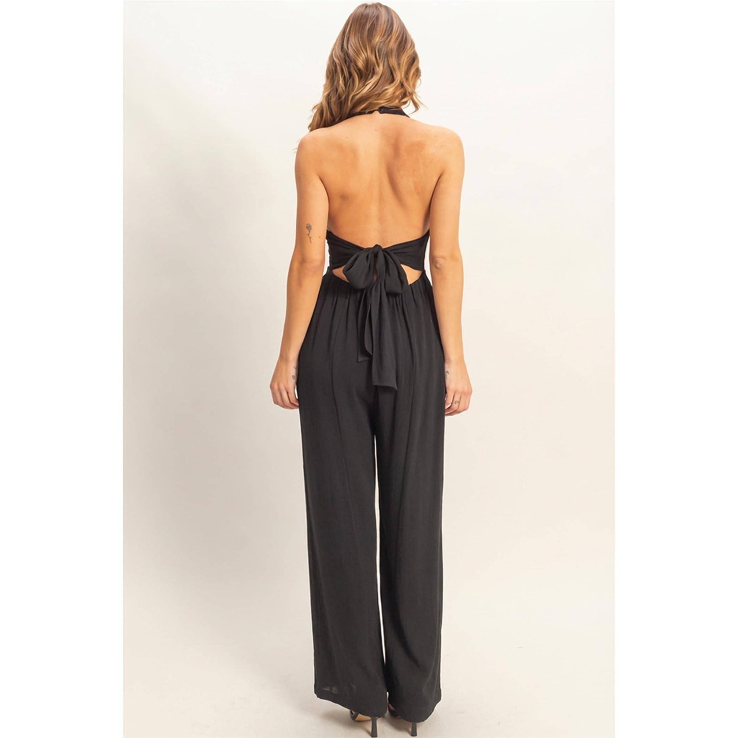 Halter Button-Front Jumpsuit
