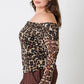 Sasha Plus Size Leopard Print Off-the-Shoulder Blouse