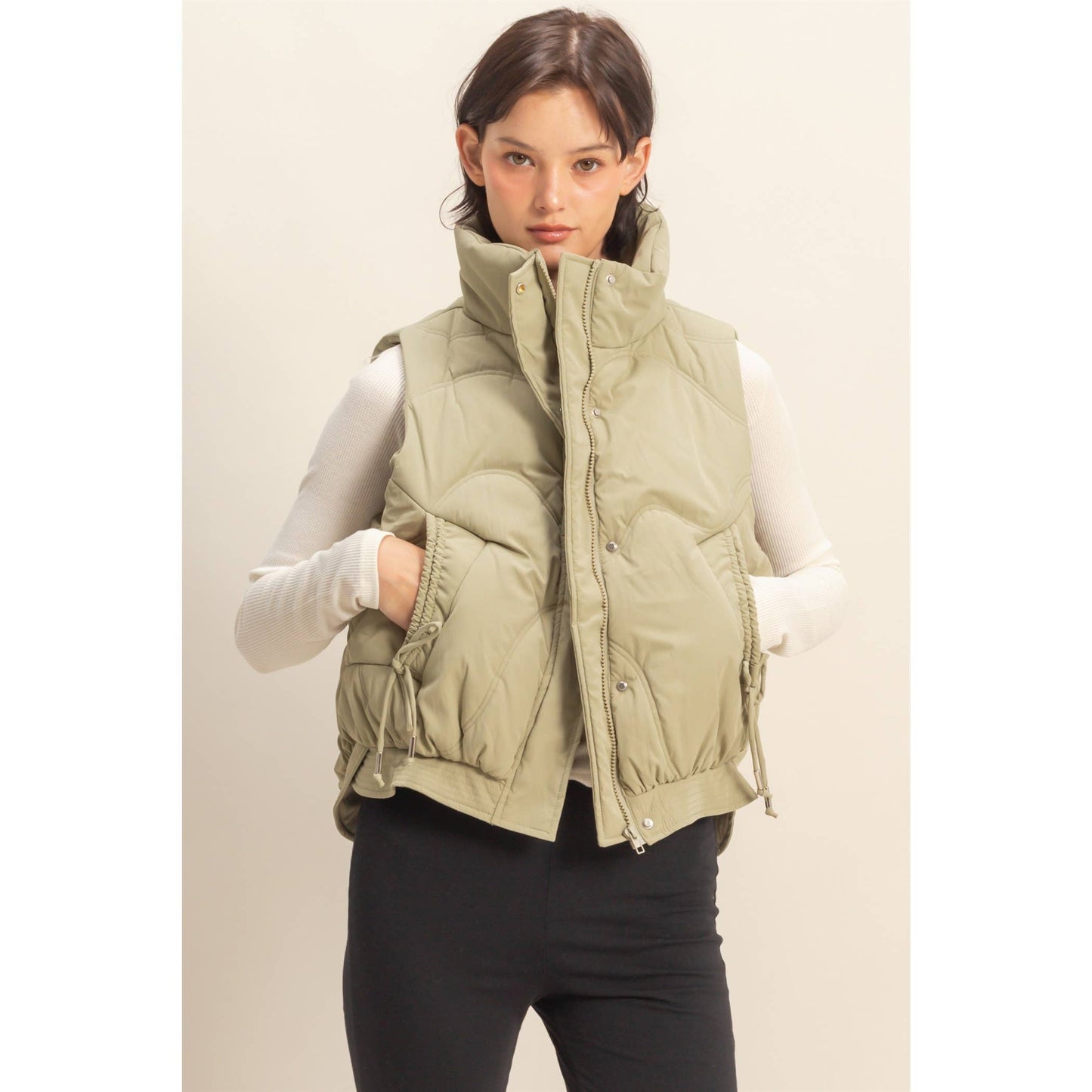 High Neck Quilting Puffer Vest