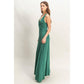 HF25C959-Knotted Bust Sleeveless Jersey Jumpsuit