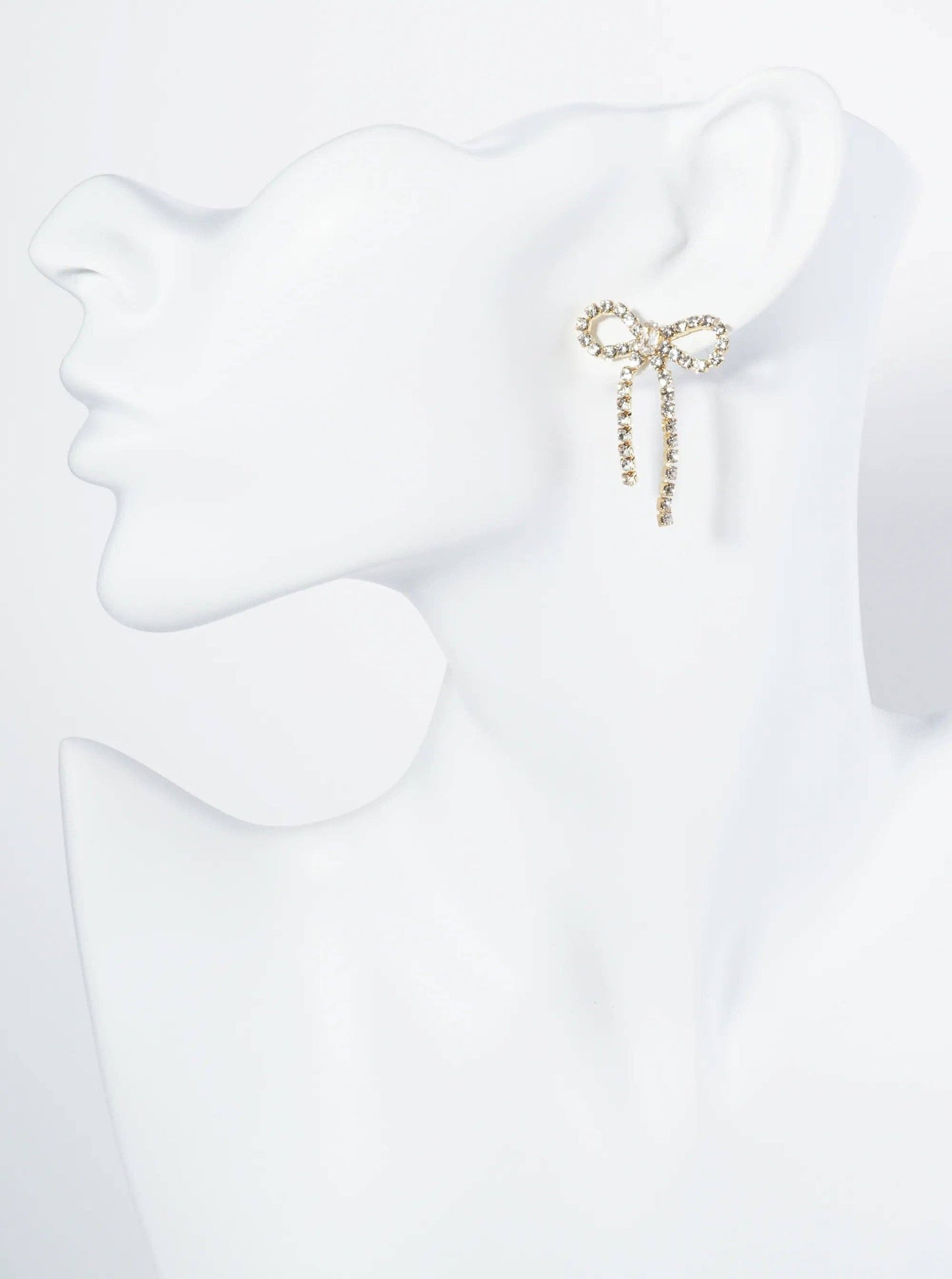18K-Gold-Dipped Cubic-Zirconia Ribbon Bow Drop Post Earrings