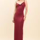 COWL NECK W LAYERED STRAP MAXI DRESS W SIDE SLIT