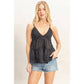 Strappy Lace Trim Ruffle Top