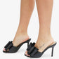 BEACH HOUSE - Raffia Bow Mules, Woven Finish, Stiletto Heel