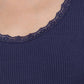 Long Sleeve Scoop Neck with Lace Trim Rib Knit Top