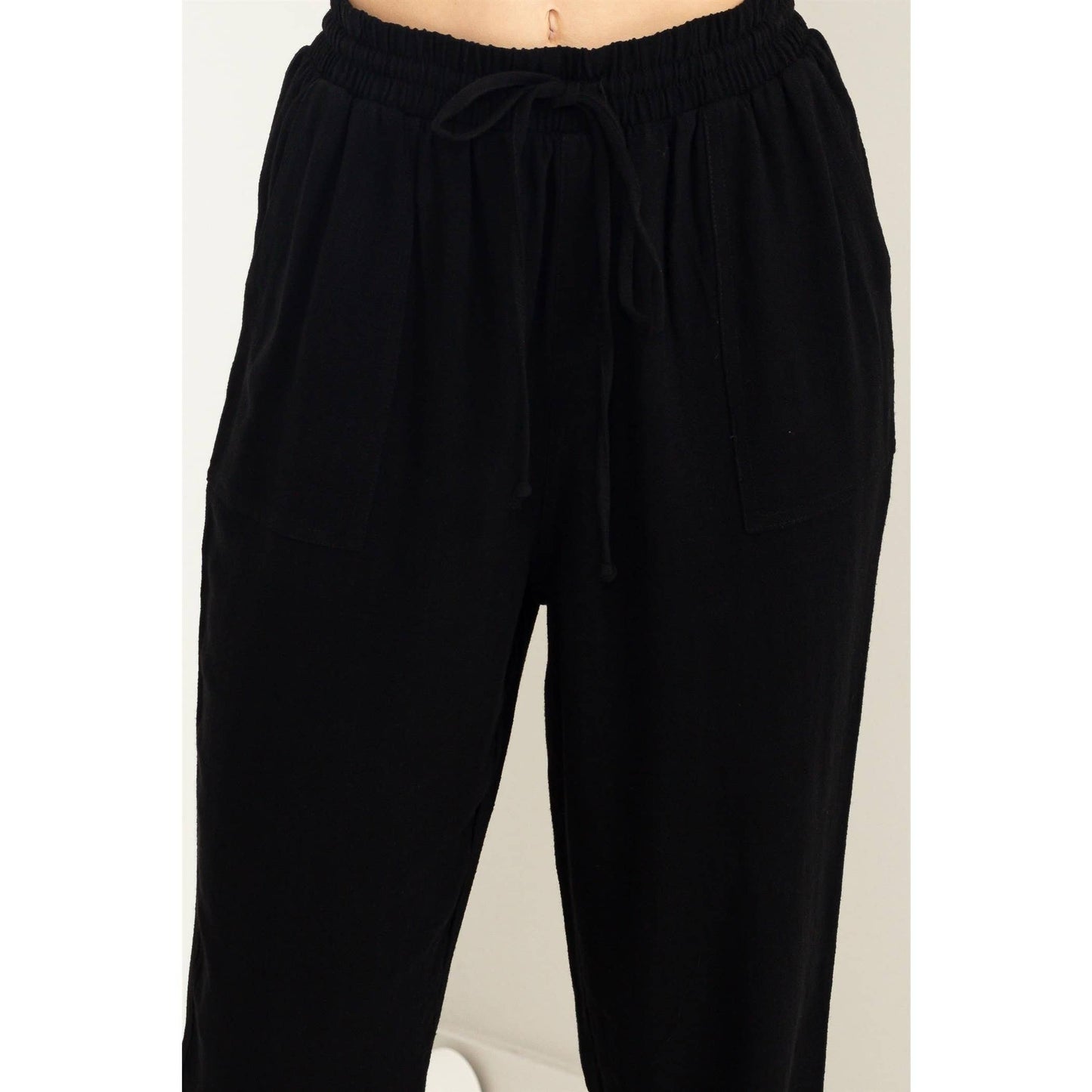 DZ23A546-Linen Drawstring Jogger Pants