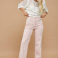 STRAIGHT LEG WASHED CUFFED JEANS Mauve