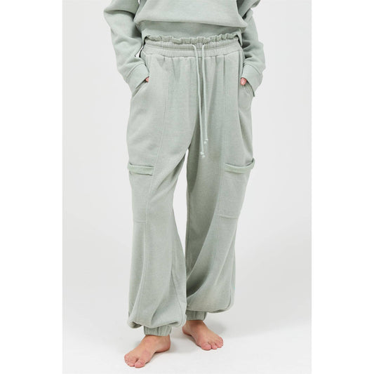 Ruffle Waist Burnout Jogger Pants