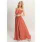 HF25E001-SET-Ruched Top And High Waist Pants Set
