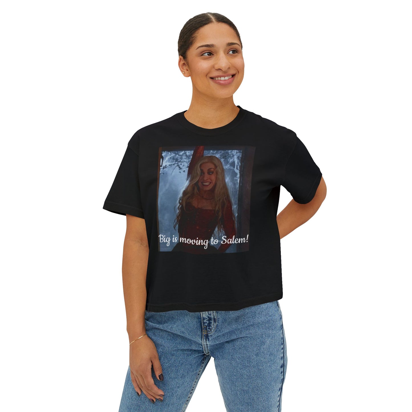 Salem Inspired Women's Boxy Tee, Big is Moving to Salem Shirt, Casual Graphic Tee, Halloween Apparel, Witchy Gifts, Fall Fashion