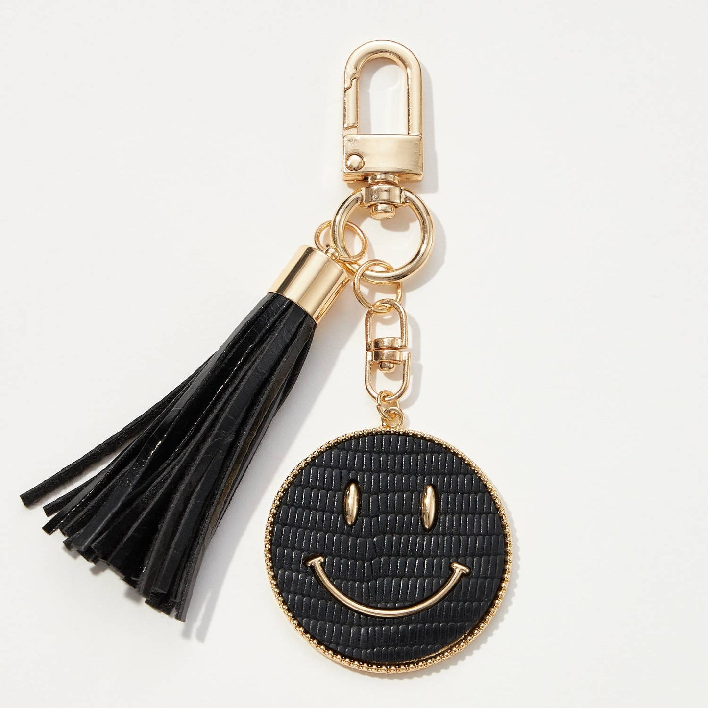 Smiley Textured Tassel Keychain