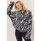 Animal Print Sherpa Half-Zip Pullover