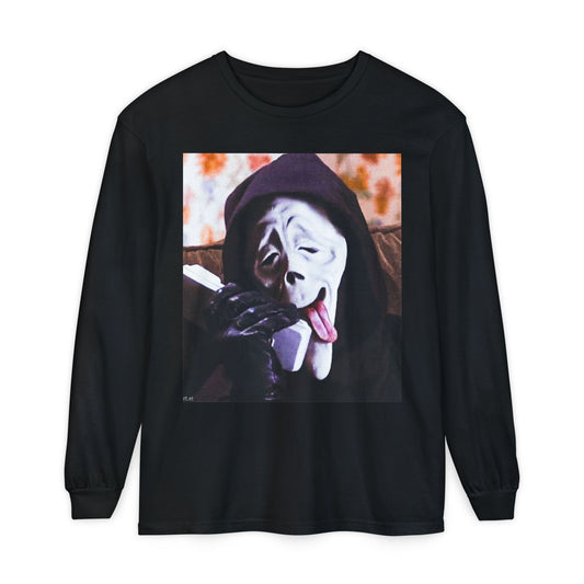 Spooky Long Sleeve T-Shirt, Halloween Tee, Unisex Graphic Shirt, Horror Movie Apparel, Unique Gift for Fans, Casual Wear