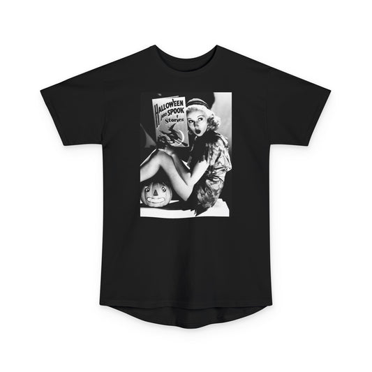 Spooky Stories Tee, Vintage Halloween Art Shirt, Unisex Long Body T-Shirt, Spooky Style Top, Casual Fall Fashion
