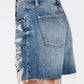 P1355R-MD HIGH RISE RIGID RELAXED MIDI SHORT W/ FRAYED HEM