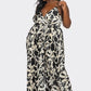 BCCJ71690 PLUS   Suspender Print Pleated Jumpsuit